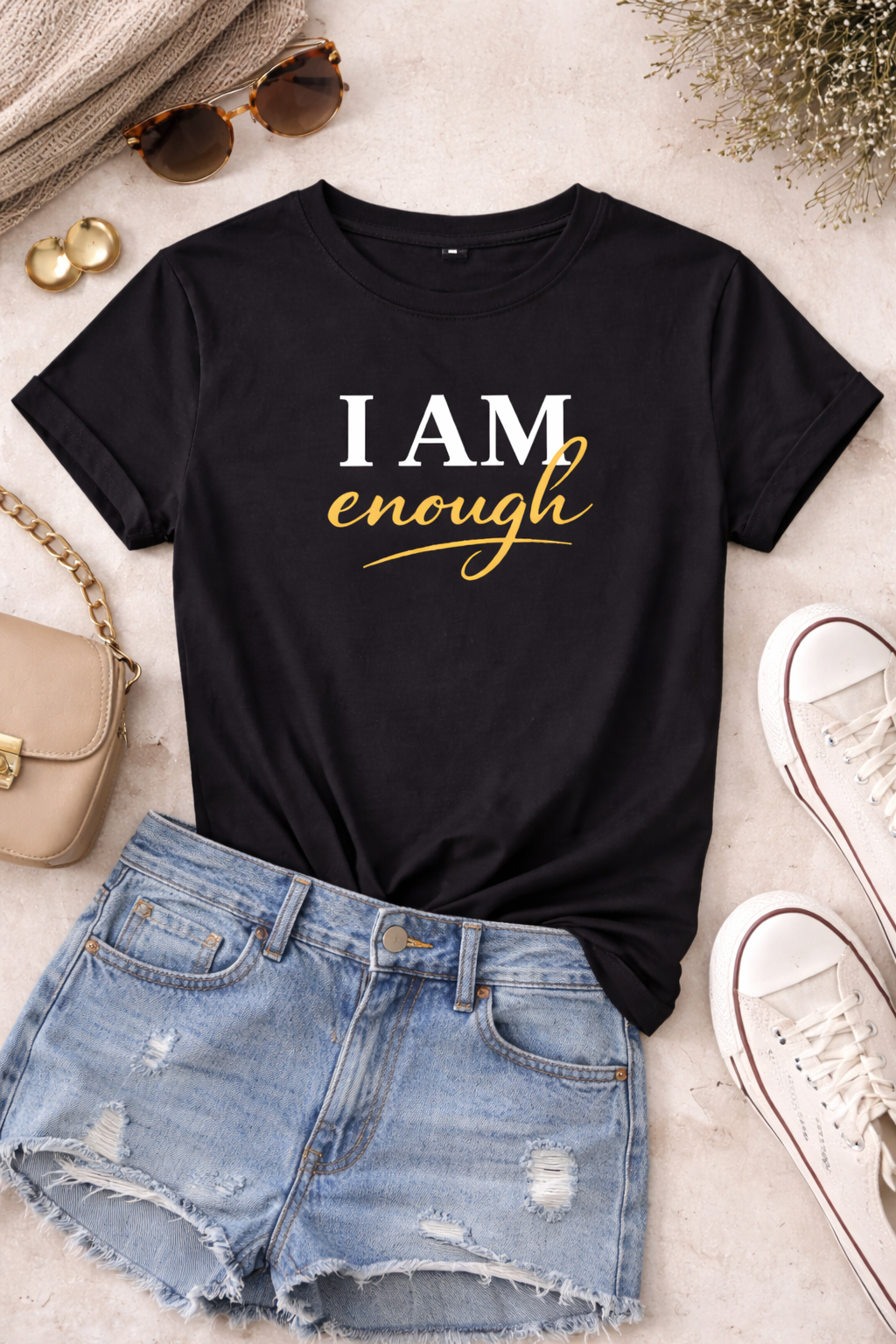 I Am Enough Printed Premium Cotton T-Shirt For Women