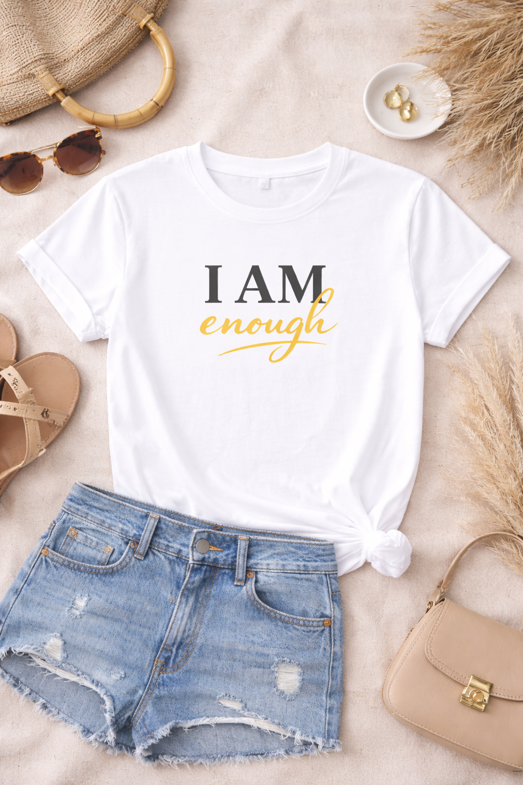 I Am Enough Printed Premium Cotton T-Shirt For Women